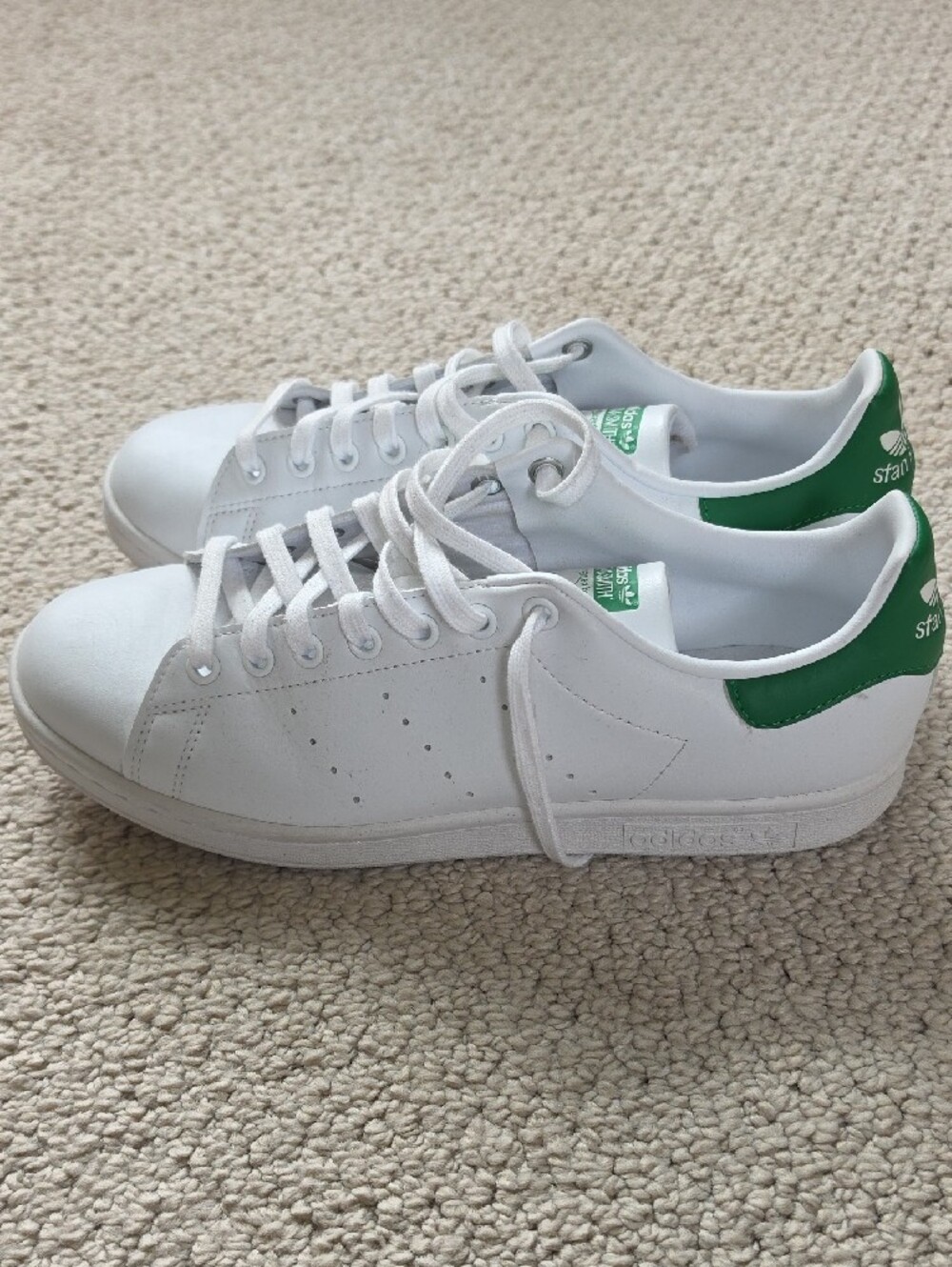 adidas Stan Smith White & Green Leather Sneakers - Picture 4 of 5